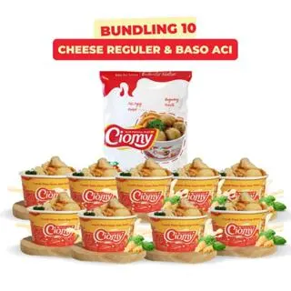 [FG223] CIOMY - Bundling 10 Cuanki Pedas Kuah Keju dan Ciomy Sachet Rasa Ayam (9 Cuanki Cup & 1 Baso Aci Sachet Ayam)
